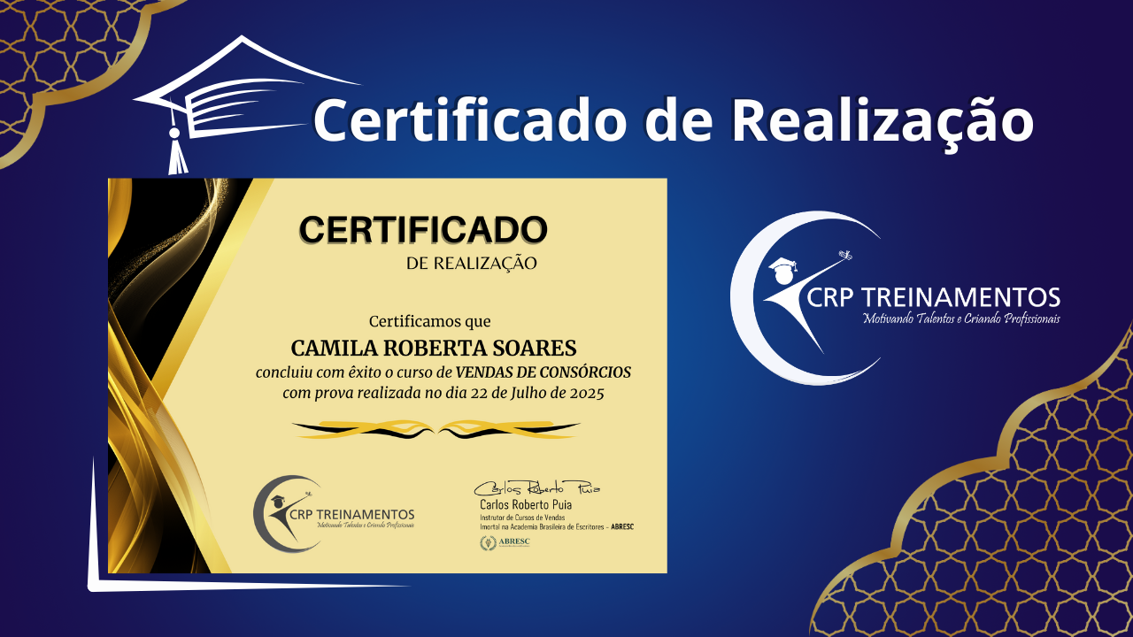 Certificado para enriquecer o seu currículo profissional